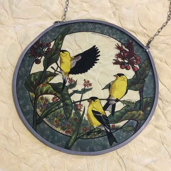 Vintage American Finch Glass Suncatcher Made in Canada - Picture 1 of 9